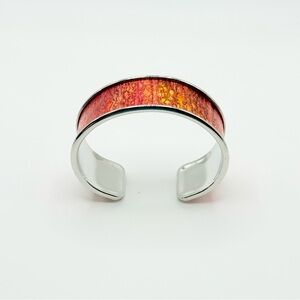 Vibrant Red and Silver Cuff Bracelet